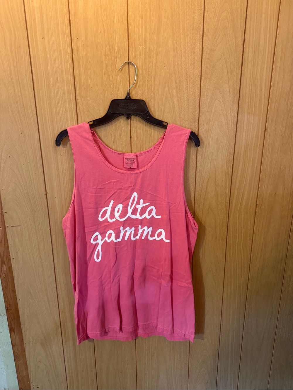 Comfort Colors Pink Delta Gamma Script Tank